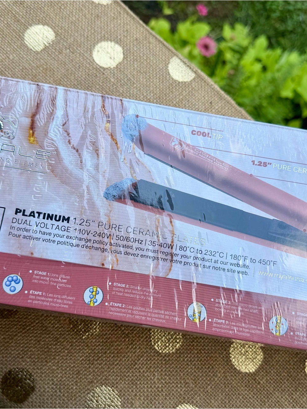 Royale Platinum 1.25" Pure Ceramic Flat Iron - Rose Gold